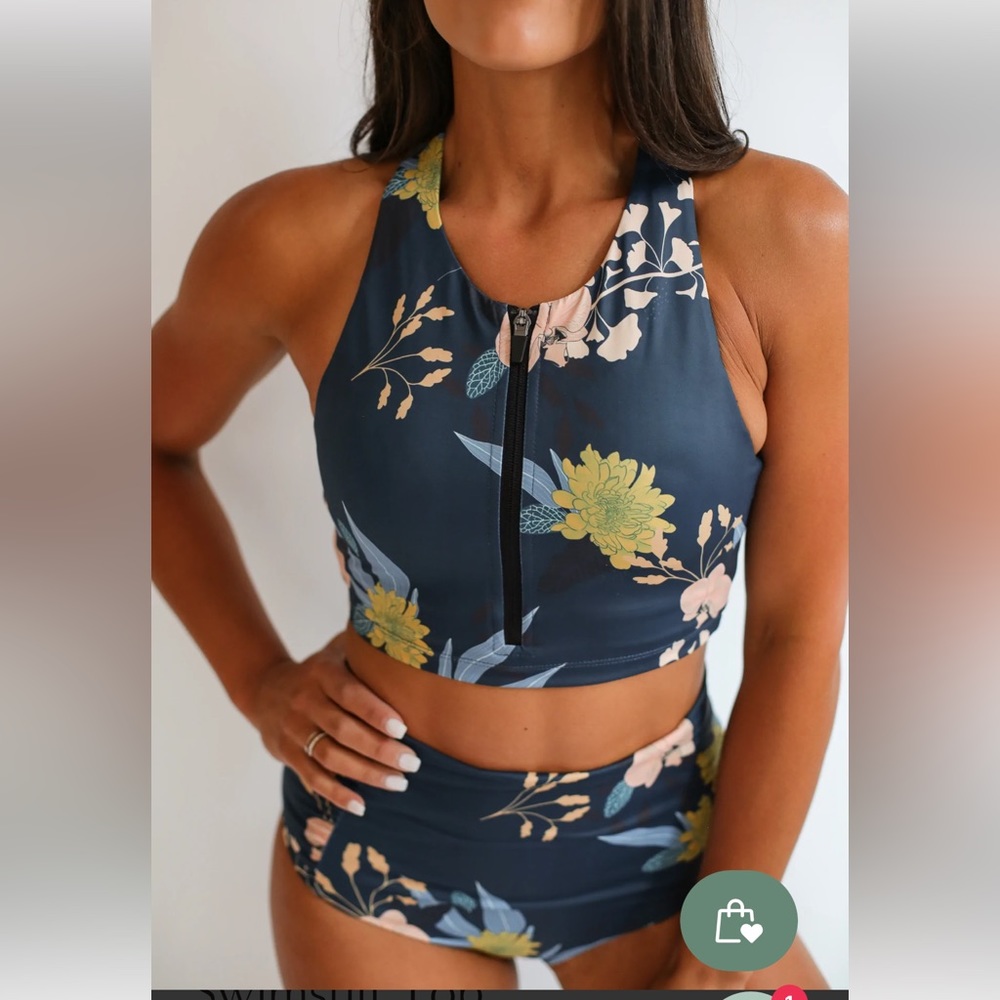 Floral High-Neck Swim Set